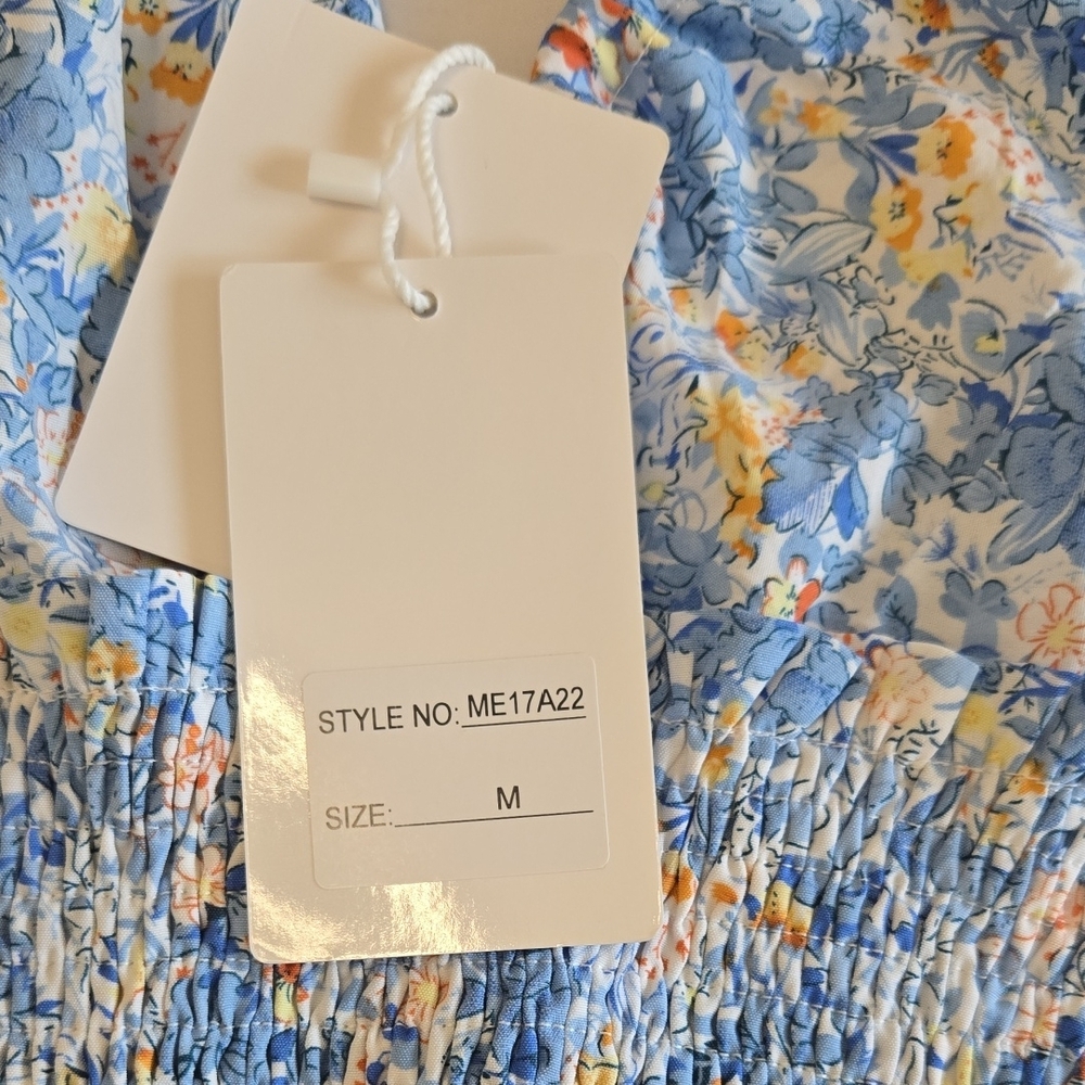 Blue Floral Ruffle Teenager Dress - Picture 4 of 6